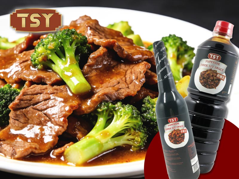 Жареная говядина с темным соевым соусом и брокколи