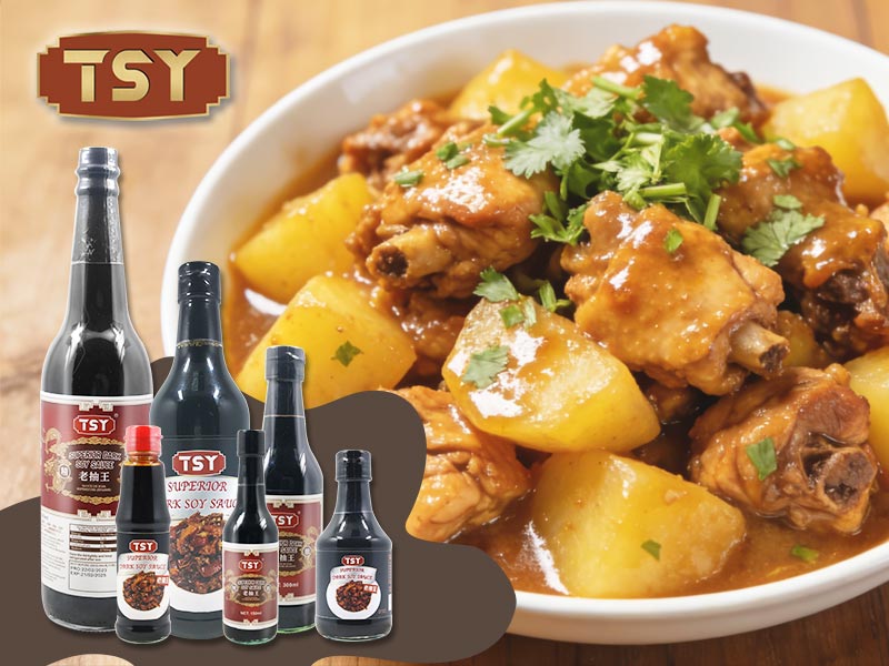 Курица, тушеная в темном соевом соусе